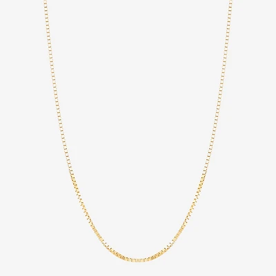 Made in Italy Womens 10K Gold Inch Box Chain Necklace