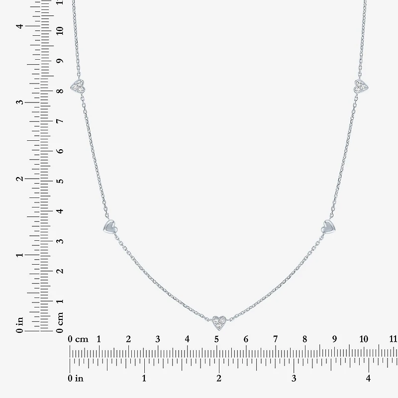 Diamond Addiction G-H / Si2-I1 Womens 1/10 CT. T.W. Lab Grown White Diamond Sterling Silver Heart 18 Inch Pendant Necklace