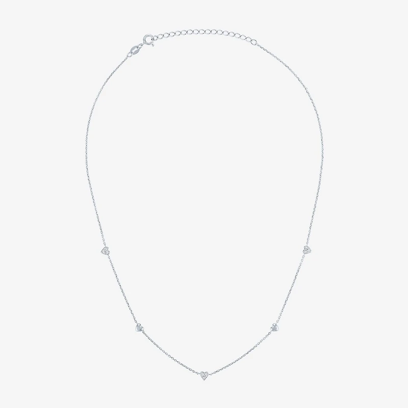 Diamond Addiction G-H / Si2-I1 Womens 1/10 CT. T.W. Lab Grown White Diamond Sterling Silver Heart 18 Inch Pendant Necklace