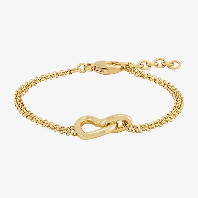 Limited Quantities! Womens 24K Gold Over Silver Heart Charm Bracelet