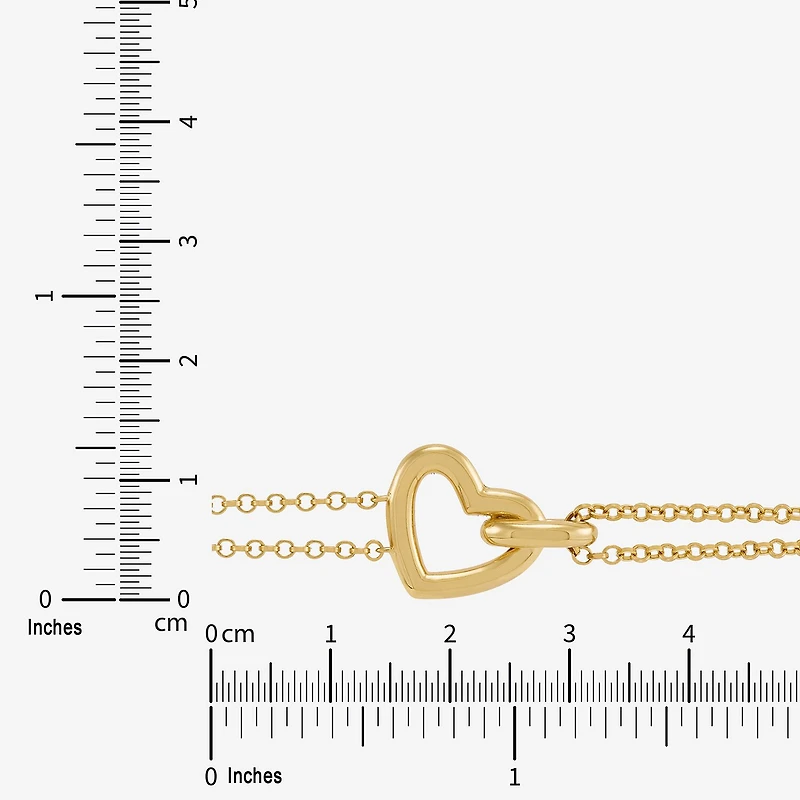 Limited Quantities! Womens 24K Gold Over Silver Heart Charm Bracelet