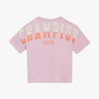 Champion Tie Front Big Kid Girls Round Neck Short Sleeve Relaxed Fit Graphic T-Shirt