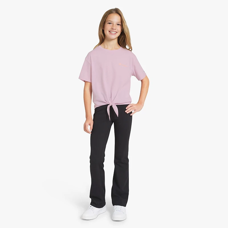 Champion Tie Front Big Kid Girls Round Neck Short Sleeve Relaxed Fit Graphic T-Shirt