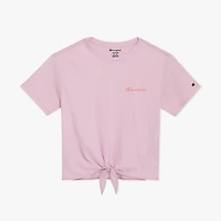 Champion Tie Front Big Kid Girls Round Neck Short Sleeve Relaxed Fit Graphic T-Shirt