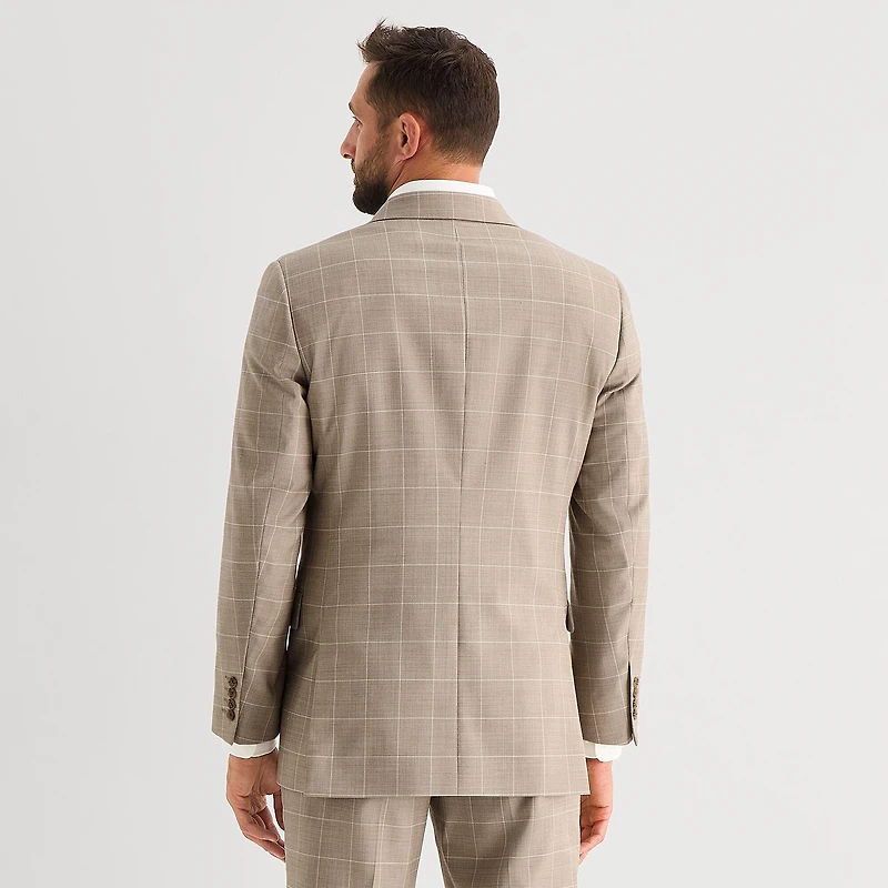 Stafford Coolmax All Season Ecomade Mens Classic Fit Windowpane Suit Jacket