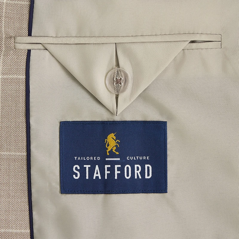 Stafford Coolmax All Season Ecomade Mens Classic Fit Windowpane Suit Jacket