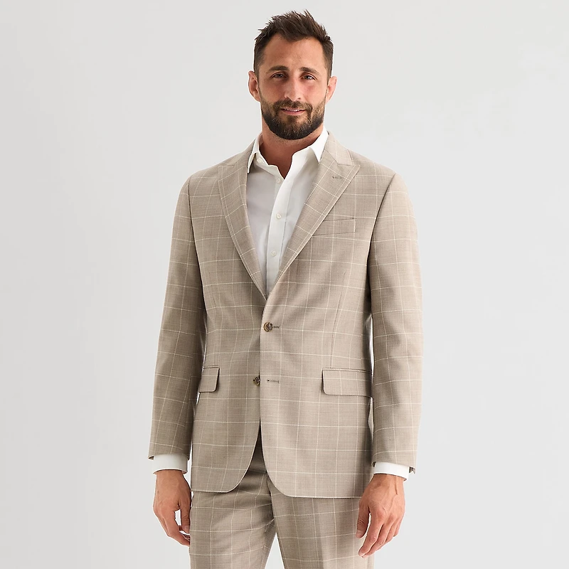 Stafford Coolmax All Season Ecomade Mens Classic Fit Windowpane Suit Jacket