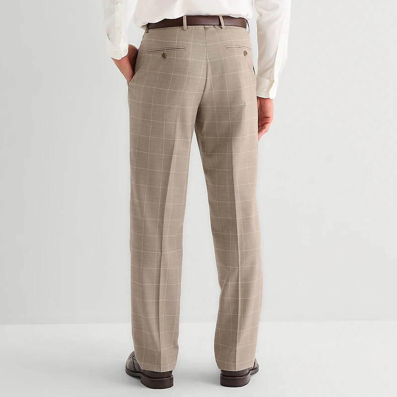 Stafford Coolmax All Season Ecomade Mens Classic Fit Windowpane Flat Front Suit Pant
