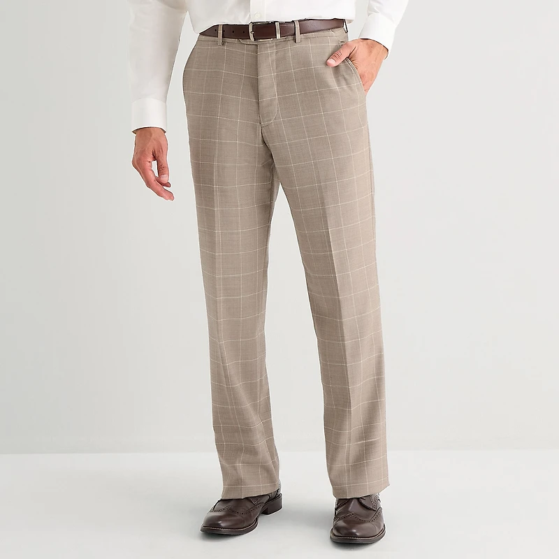 Stafford Coolmax All Season Ecomade Mens Classic Fit Windowpane Flat Front Suit Pant