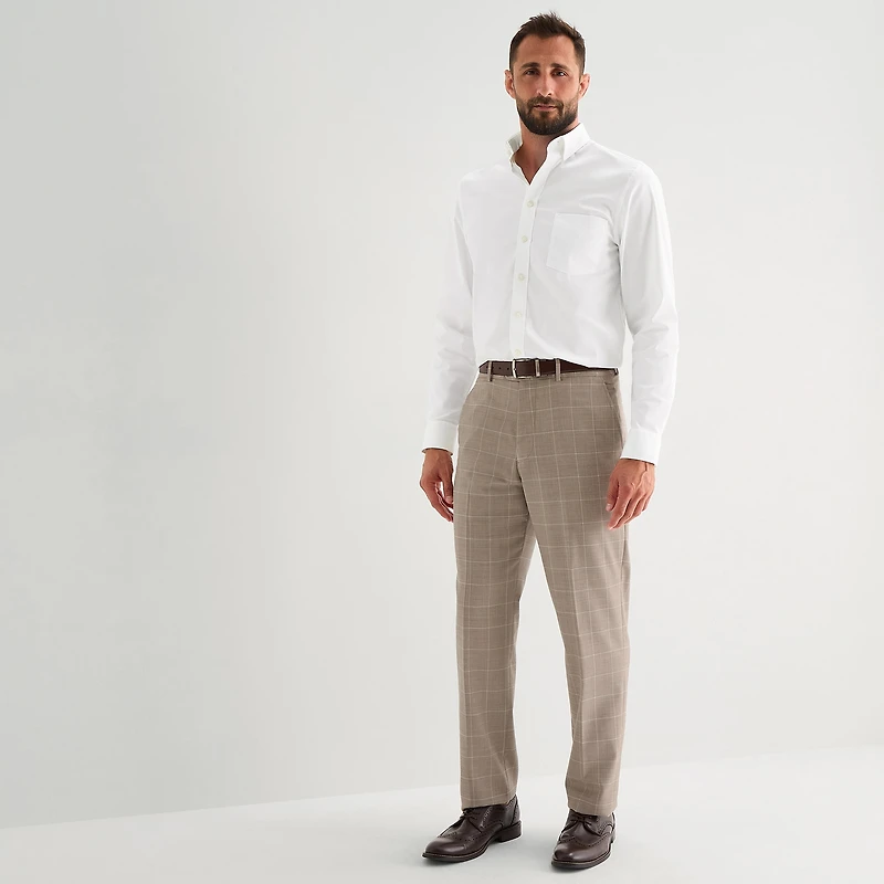 Stafford Coolmax All Season Ecomade Mens Classic Fit Windowpane Flat Front Suit Pant