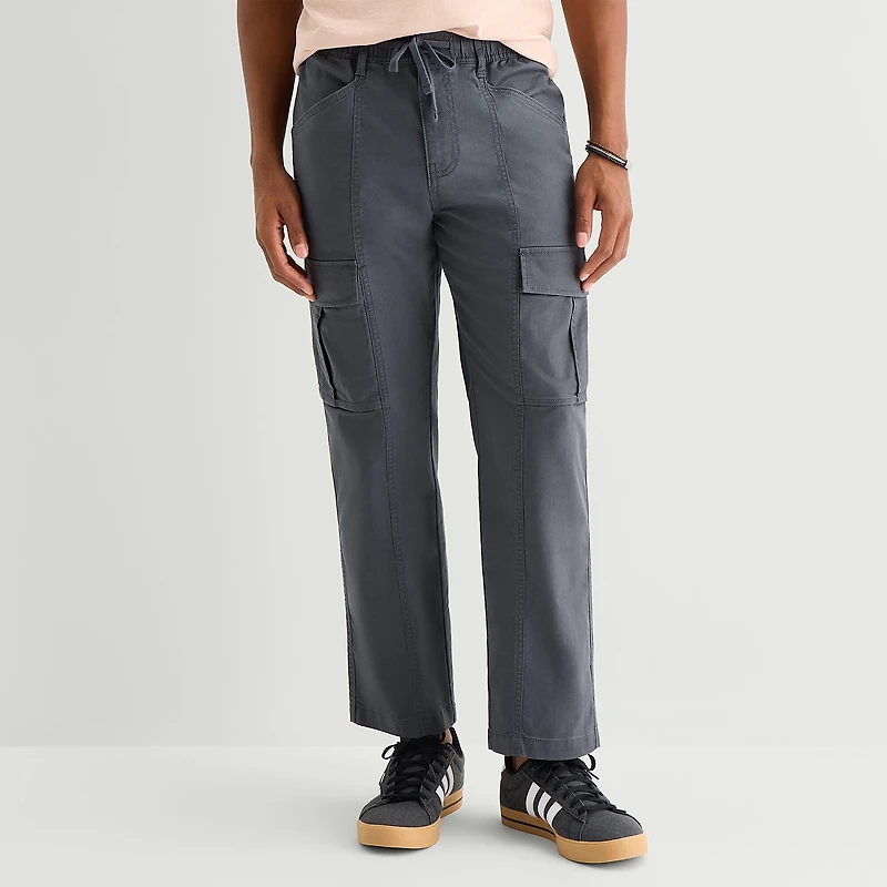 mutual weave Mens Drawstring Waist Regular Fit Cargo Pant