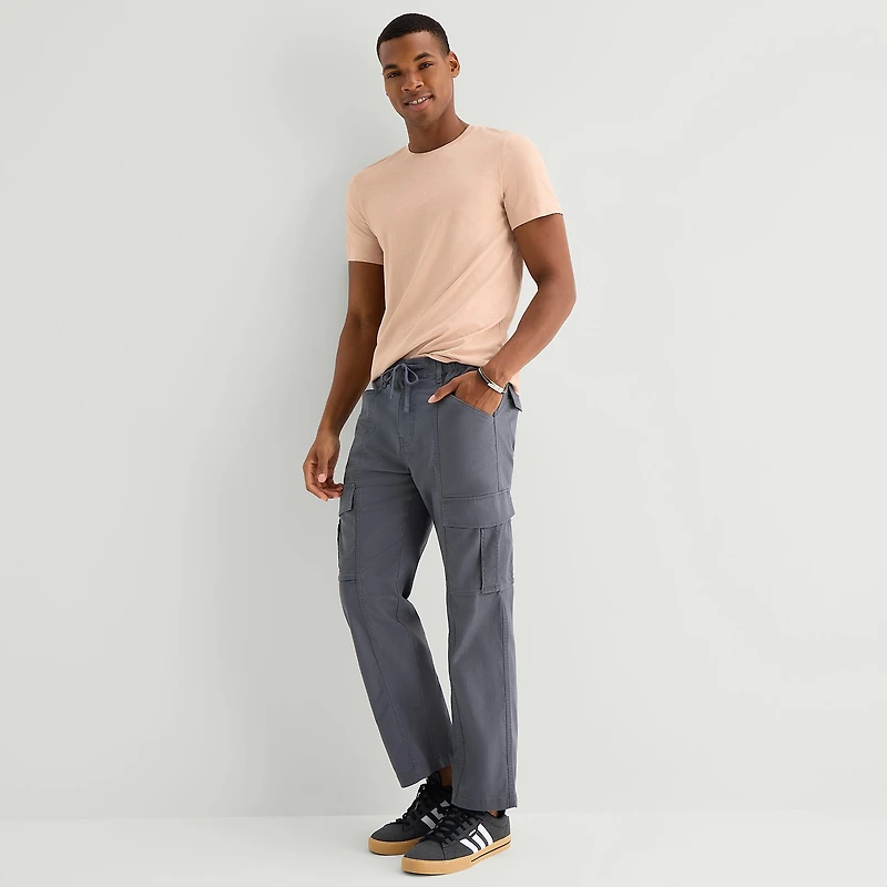 mutual weave Mens Drawstring Waist Regular Fit Cargo Pant