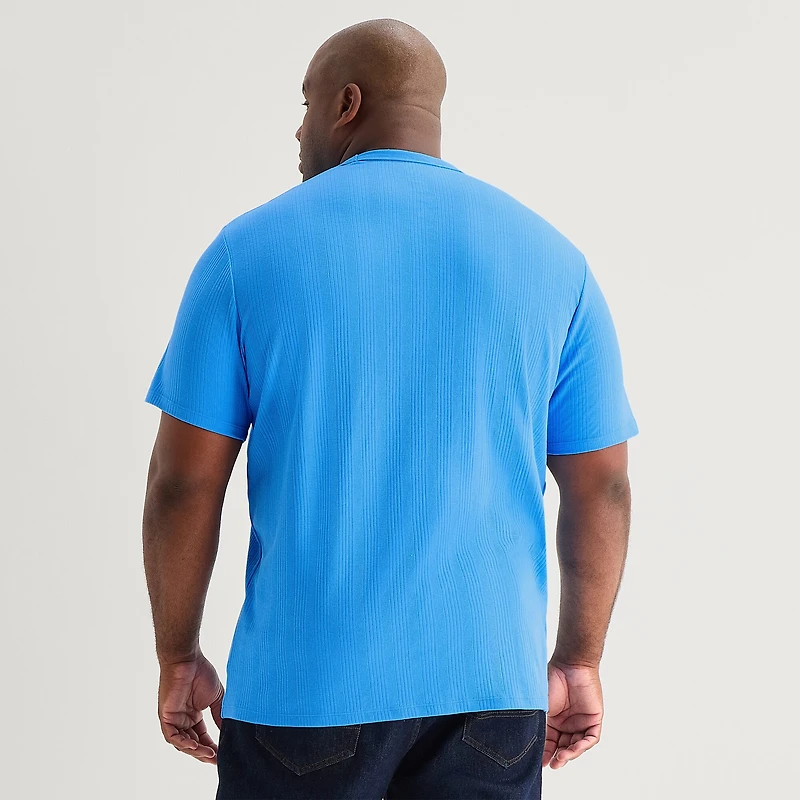 Shaquille O'Neal XLG™ Ribbed Dropneedle Mens Crew Neck Short Sleeve Big and Tall T-Shirt