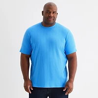 Shaquille O'Neal XLG™ Ribbed Dropneedle Mens Crew Neck Short Sleeve Big and Tall T-Shirt