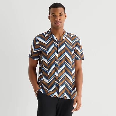 J. Ferrar Rayon Wave Mens Short Sleeve Camp Shirt