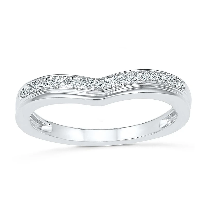 Womens 1/10 CT. T.W. Natural White Diamond 10K Gold Delicate Stackable Ring