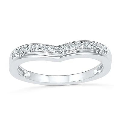 Womens 1/10 CT. T.W. Natural White Diamond 10K Gold Delicate Stackable Ring