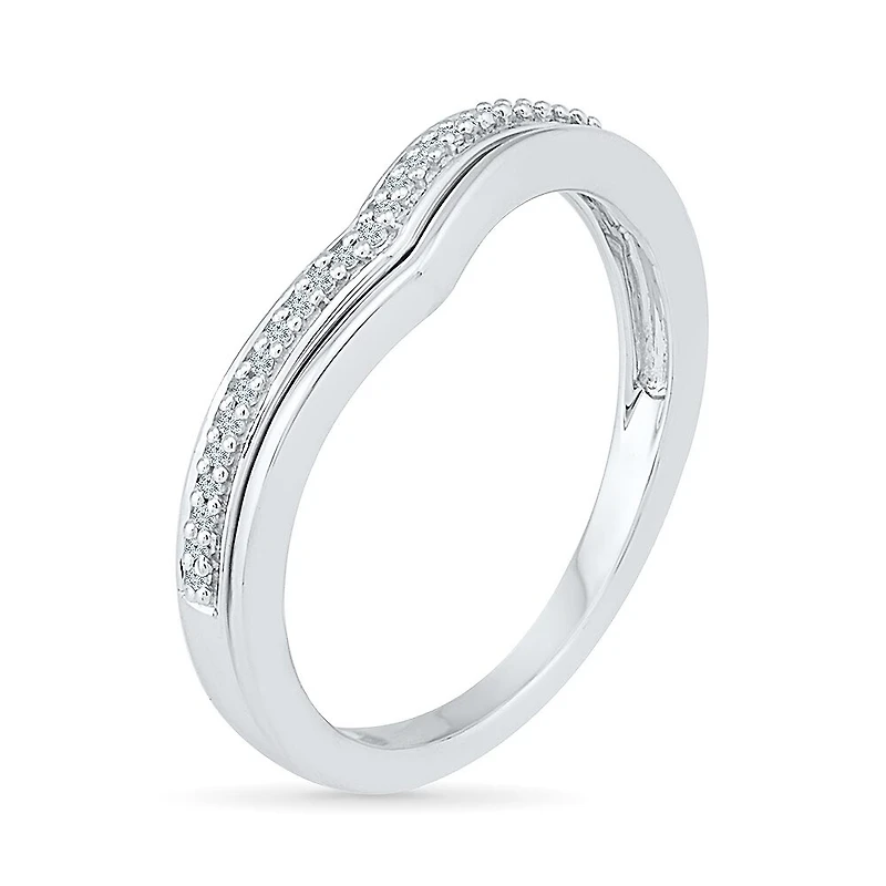 Womens 1/10 CT. T.W. Natural White Diamond 10K Gold Delicate Stackable Ring