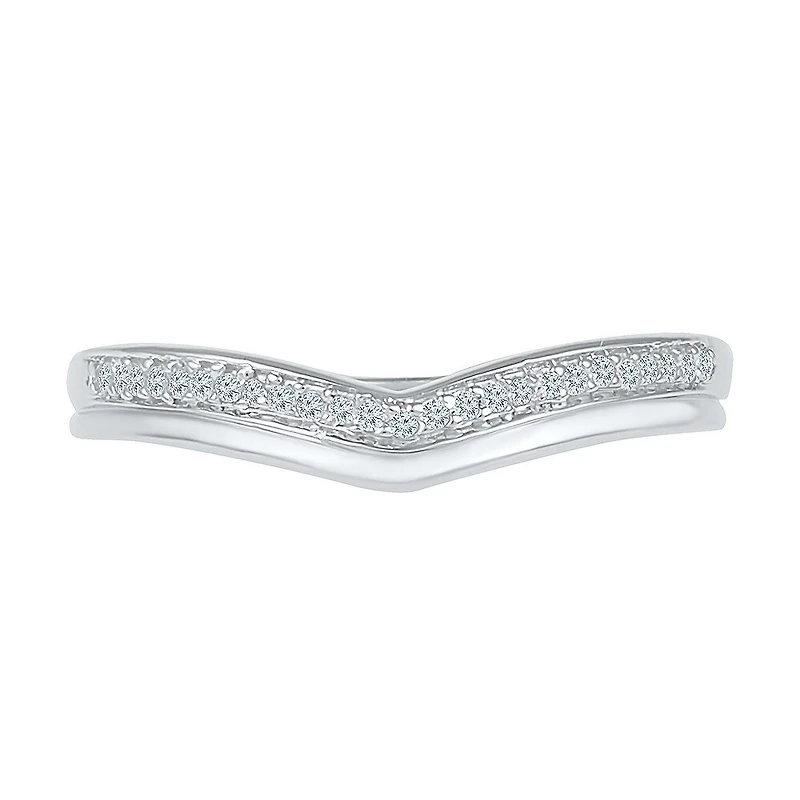 Womens 1/10 CT. T.W. Natural White Diamond 10K Gold Delicate Stackable Ring