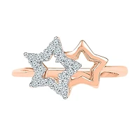 Womens 1/6 CT. T.W. Natural White Diamond 10K Gold Star Stackable Ring