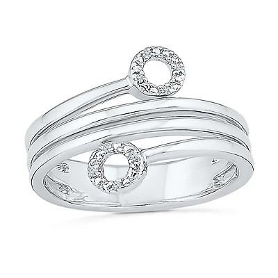 Womens 2MM Diamond Accent Natural White Diamond 10K Gold Circle Bypass  Band