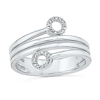 Womens 2MM Diamond Accent Natural White Diamond 10K Gold Circle Bypass  Band