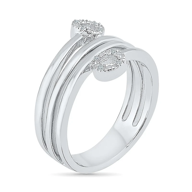 Womens 2MM Diamond Accent Natural White Diamond 10K Gold Circle Bypass  Band