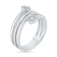 Womens 2MM Diamond Accent Natural White Diamond 10K Gold Circle Bypass  Band