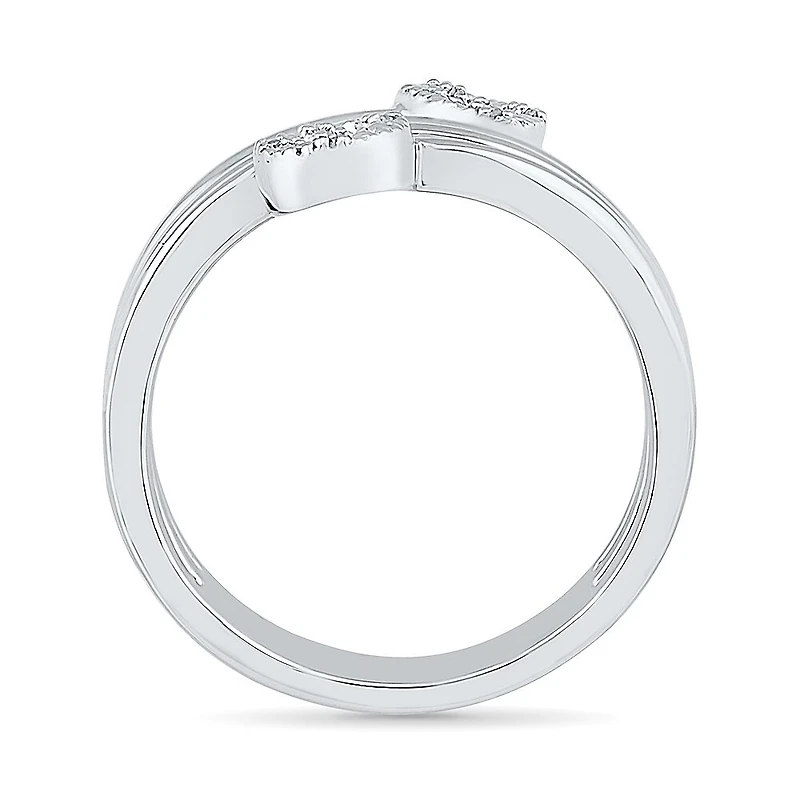 Womens 2MM Diamond Accent Natural White Diamond 10K Gold Circle Bypass  Band