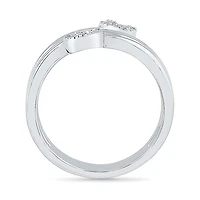Womens 2MM Diamond Accent Natural White Diamond 10K Gold Circle Bypass  Band
