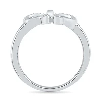 Womens 1/10 CT. T.W. Natural White Diamond 10K Gold Bow Cocktail Ring