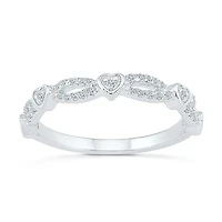 Womens 2MM 1/4 CT. T.W. Natural White Diamond 10K Gold Heart Band