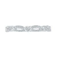 Womens 2MM 1/4 CT. T.W. Natural White Diamond 10K Gold Heart Band