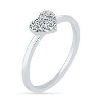 Womens Diamond Accent Natural White Diamond 10K Gold Heart Cluster Cocktail Ring