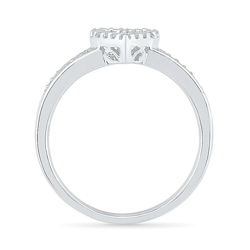 Womens 1/10 CT. T.W. Natural White Diamond 10K Gold Heart Cocktail Ring