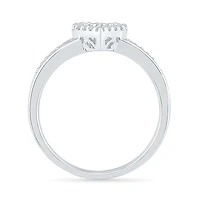 Womens 1/10 CT. T.W. Natural White Diamond 10K Gold Heart Cocktail Ring