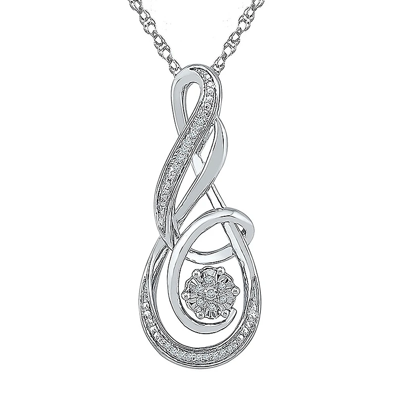 Womens Diamond Accent Natural White Diamond Sterling Silver 18 Inch Pendant Necklace