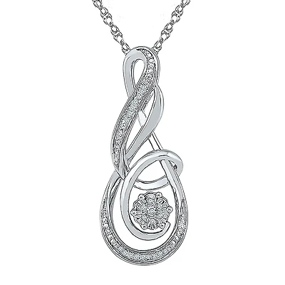 Womens Diamond Accent Natural White Diamond Sterling Silver 18 Inch Pendant Necklace