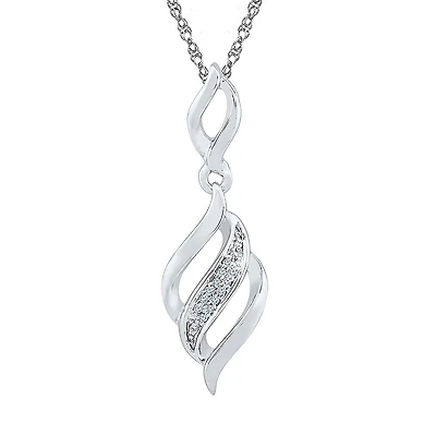 Womens Diamond Accent Natural Diamond Sterling Silver 18 Inch Pendant Necklace