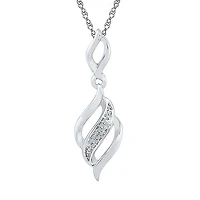 Womens Diamond Accent Natural Diamond Sterling Silver 18 Inch Pendant Necklace