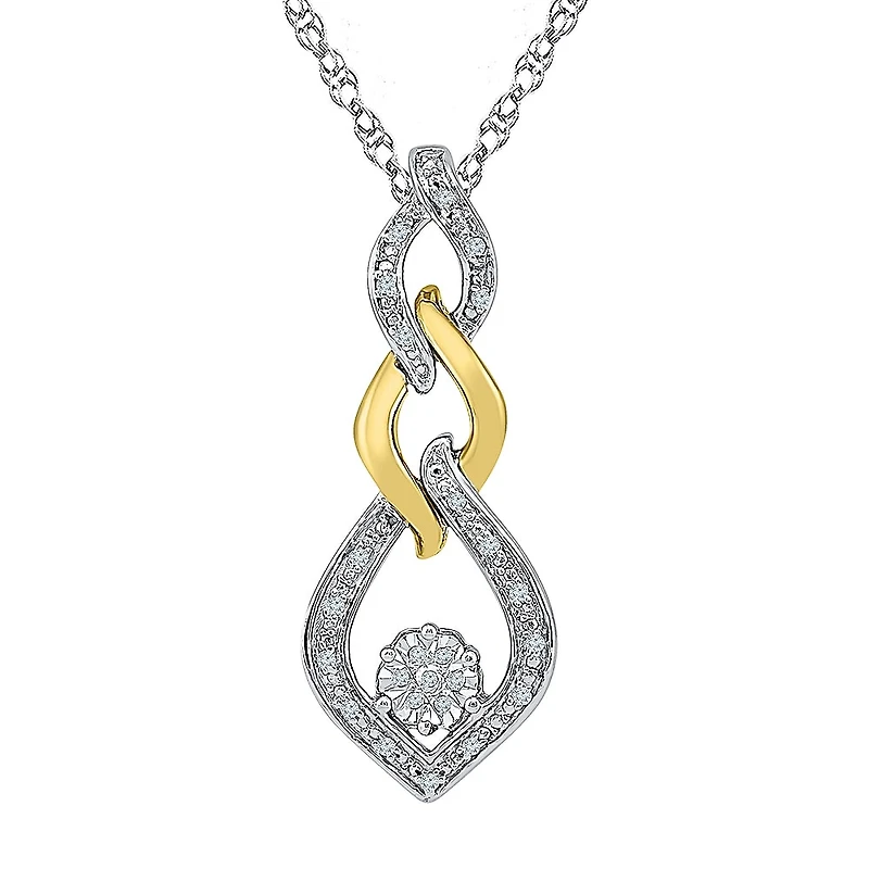 Womens Diamond Accent Natural White Diamond 10K Gold Over Silver 18 Inch Pendant Necklace