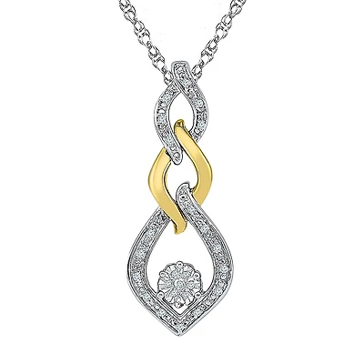 Womens Diamond Accent Natural White Diamond 10K Gold Over Silver 18 Inch Pendant Necklace