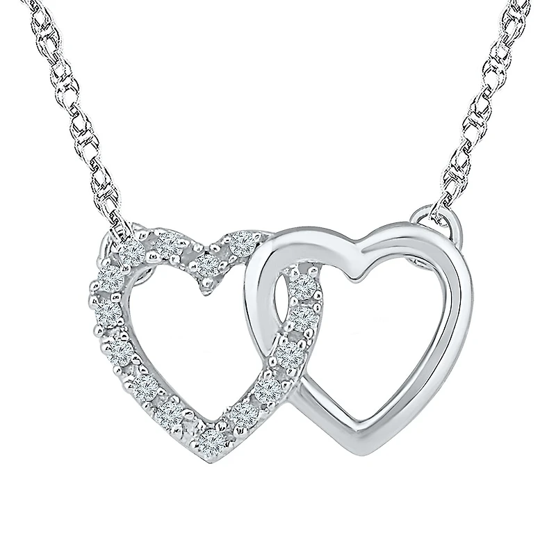 Womens Diamond Accent Natural Diamond Sterling Silver Heart 18 Inch Pendant Necklace