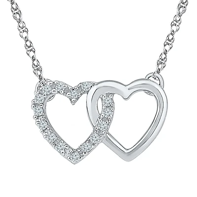 Womens Diamond Accent Natural Diamond Sterling Silver Heart 18 Inch Pendant Necklace