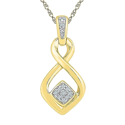 Womens Diamond Accent Natural White Diamond 10K Gold Over Silver 18 Inch Pendant Necklace