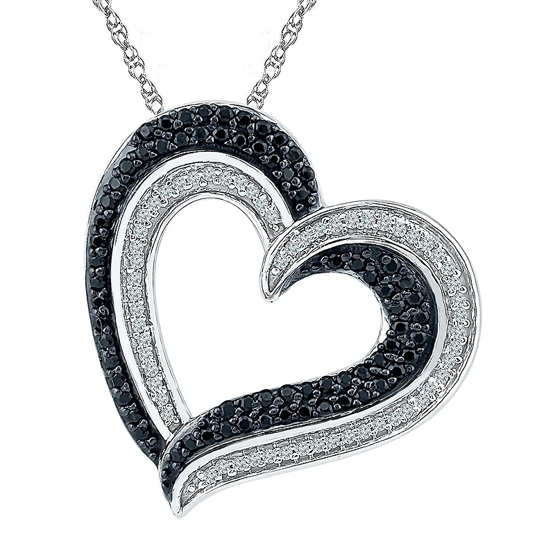 Womens / CT. T.W. Natural Diamond Sterling Silver Heart 18 Inch Pendant Necklace