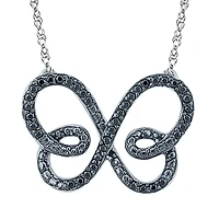 Womens 1/6 CT. T.W. Natural Black Diamond Sterling Silver Butterfly 18 Inch Pendant Necklace