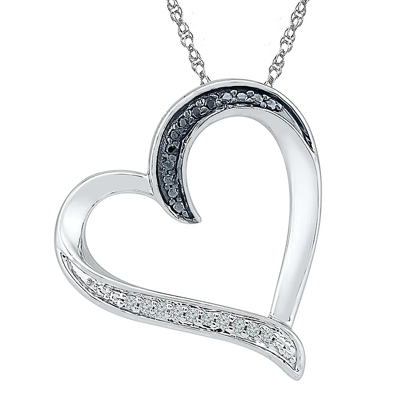 Womens Diamond Accent Natural Diamond Sterling Silver Heart 18 Inch Pendant Necklace