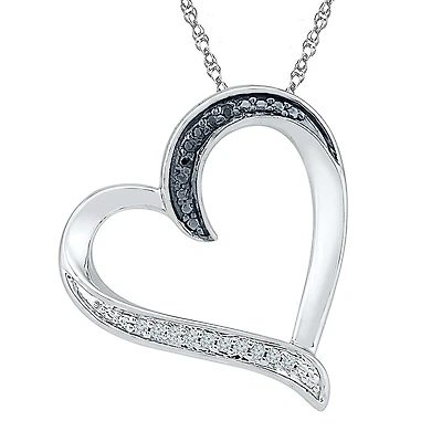 Womens Diamond Accent Natural Diamond Sterling Silver Heart 18 Inch Pendant Necklace