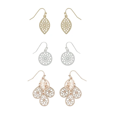 Mixit Womens Hypoallergenic 3 Pair Earring Set